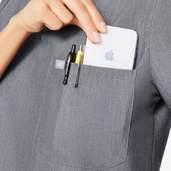 Figs Catarina One Pocket Scrub Top Gray Womens Small - Picture 12 of 12